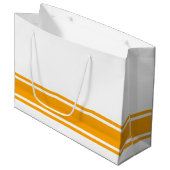 Classy Gouden Gele Basis Racing Stripes op Wit Groot Cadeauzakje (Voorkant Gekanteld)