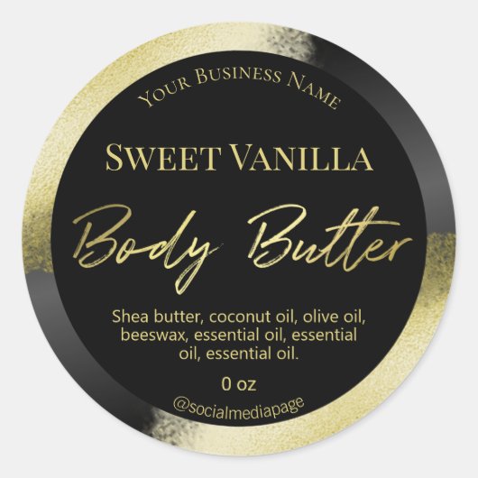 Classy Gouden Inkt Body Butter Labels (Voorkant)
