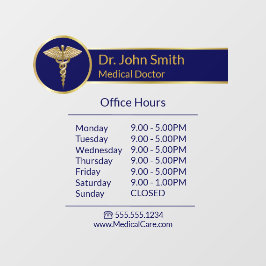 Classy Gouden Medische Caduceus Blauwe Openingsure Raamsticker