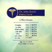 Classy Gouden Medische Caduceus Blauwe Openingsure Raamsticker (Vel 3)