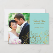 Classy gouden spiralen elegante chique bruiloft fo bedankkaart (Achterkant)