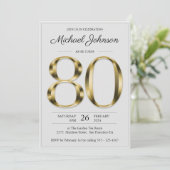 Classy Gouden Tekst Grijs 80ste Verjaardagsfeestje Kaart (Staand voorkant)