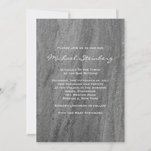 Classy Granite Bar Mitswa Uitnodiging (Voorkant)