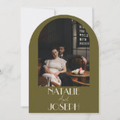 Classy Grassland Old Money Arched Photo Wedding Kaart (Achterkant)