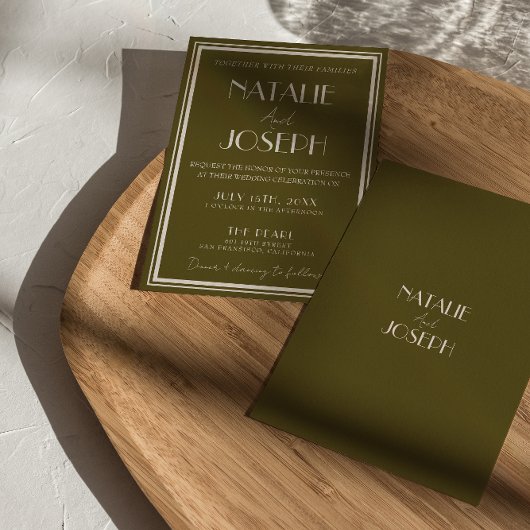 Classy Grassland Old Money Luxury Retro Wedding Kaart