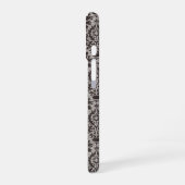 Classy Gray Black Damask Monogram iPhone 16 Hoesje (Linkerkant)