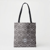 Classy Gray Black Damask Monogram Tote Bag (Voorkant)