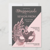 Classy Gray Black Pink Glitter Masquerade Prom Kaart (Voorkant)