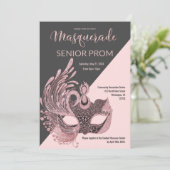Classy Gray Black Pink Glitter Masquerade Prom Kaart (Staand voorkant)