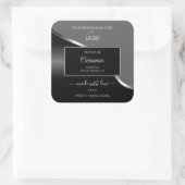 Classy Gray Black Wavy Silver Logo Product Labels (Tas)
