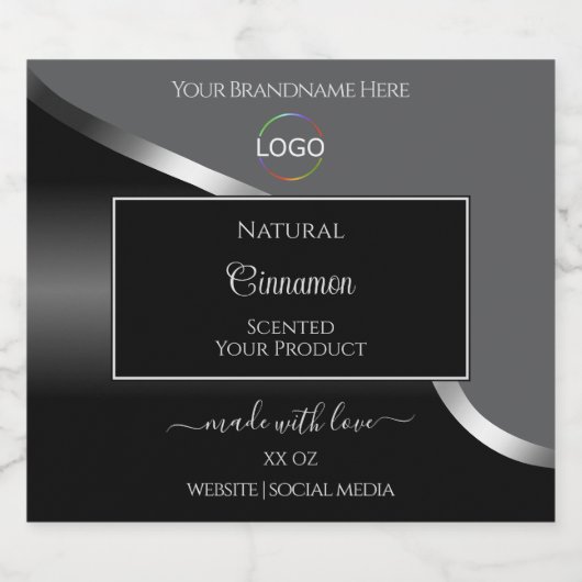 Classy Gray Black Wavy Silver Logo Product Labels Likeurfles Etiket (Enkel label)