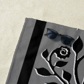 Classy Gray Swirly Ornament  Floral Boho Strandlaken (In situ)