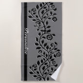 Classy Gray Swirly Ornament  Floral Boho Strandlaken (Voorkant)