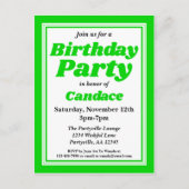 Classy Green Adult Birthday Party Uitnodiging Briefkaart (Voorkant)