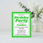 Classy Green Adult Birthday Party Uitnodiging Briefkaart (Staand voorkant)