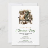 Classy Green And Gold Christmas Nook Party Invite Kaart (Voorkant)