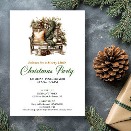 Classy Green And Gold Christmas Nook Party Invite Kaart