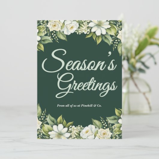 Classy Green Business Christmas Kaart (Staand voorkant)