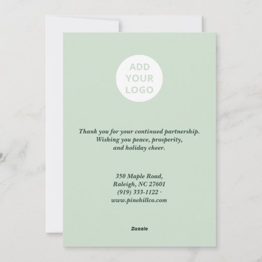 Classy Green Business Christmas Kaart (Achterkant)