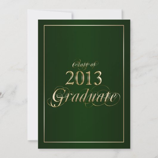 Classy Green en Gold 2013 Afstuderen uitnodiging (Voorkant)