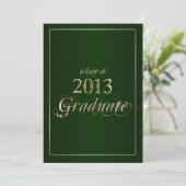 Classy Green en Gold 2013 Afstuderen uitnodiging (Staand voorkant)