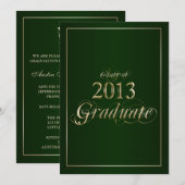 Classy Green en Gold 2013 Afstuderen uitnodiging (Voorkant / Achterkant)