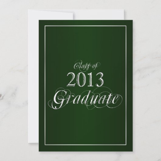 Classy Green en Silver 2013 Afstuderen Uitnodiging (Voorkant)