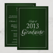 Classy Green en Silver 2013 Afstuderen Uitnodiging (Voorkant / Achterkant)