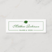 Classy Green en White Afstuderen Afstuderen Mini Visitekaartje (Voorkant)