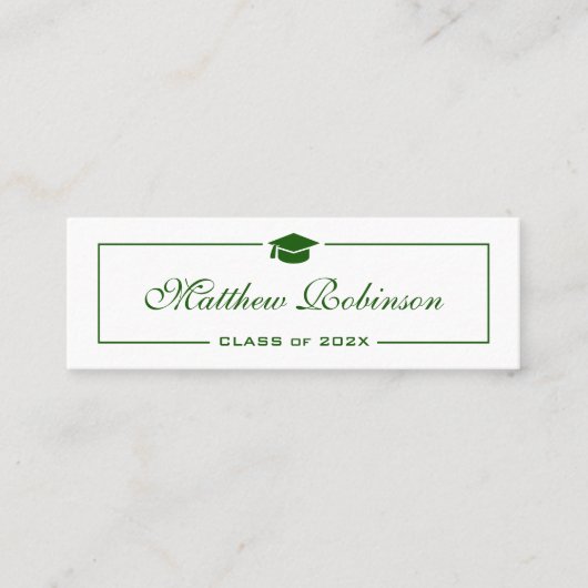 Classy Green en White Afstuderen Afstuderen Mini Visitekaartje (Voorkant)