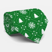 Classy Green Festive-kerstpatroon Stropdas (Opgerold)