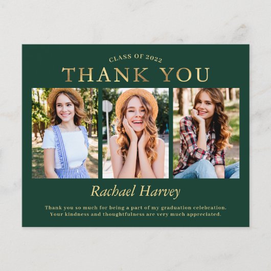 Classy Green Gold 3 Foto Afstuderen Hartelijk dank (Voorkant)