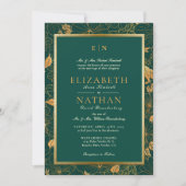 Classy Green & Gold Foliage Greenery Wedding Kaart (Voorkant)