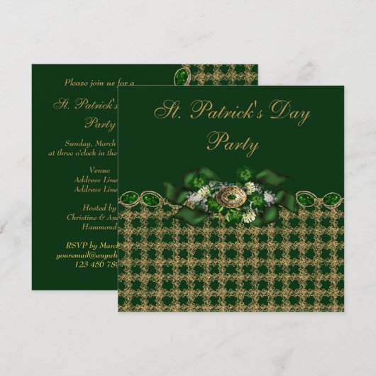 Classy Green & Gold St. Patrick's Day Party Kaart (Voorkant / Achterkant)