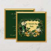 Classy Green & Gold St. Patrick's Day Party Kaart (Voorkant / Achterkant)