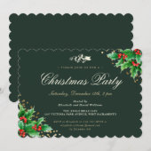 Classy Green Holly Berries kerstfeest Kaart (Voorkant / Achterkant)