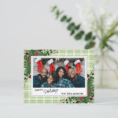Classy Green Holly Red Berries botanische olie Briefkaart (Staand voorkant)