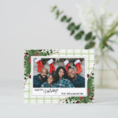 Classy Green Holly Red Berries botanische olie Briefkaart (Staand voorkant)