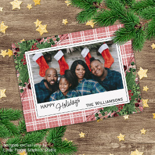 Classy Green Holly Red Berries botanische olie Briefkaart