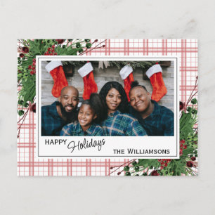 Classy Green Holly Red Berries botanische olie Briefkaart