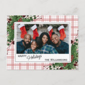 Classy Green Holly Red Berries botanische olie Briefkaart (Voorkant)