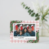 Classy Green Holly Red Berries botanische olie Briefkaart (Staand voorkant)