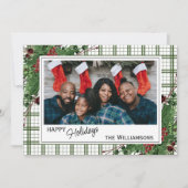 Classy Green Holly Red Berries botanische olie Feestdagenkaart (Voorkant)