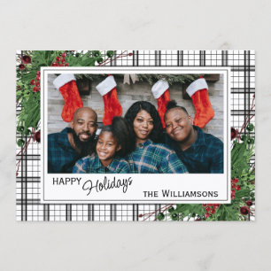 Classy Green Holly Red Berries botanische olie Feestdagenkaart