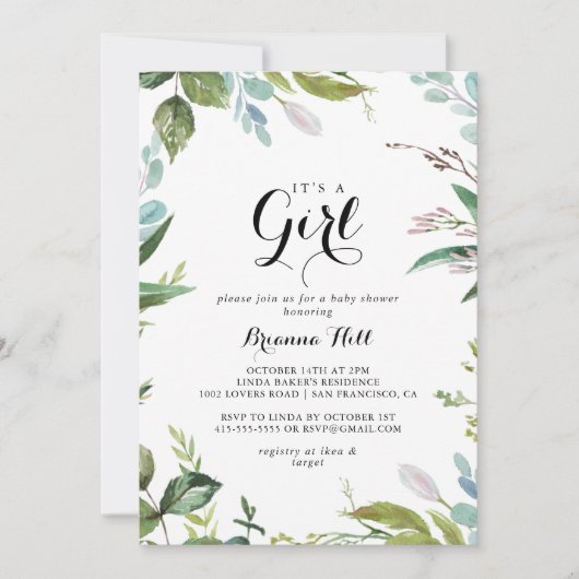 Classy Green Tropical Het is een meisje Baby showe Kaart (Voorkant)