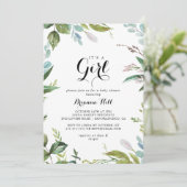 Classy Green Tropical Het is een meisje Baby showe Kaart (Staand voorkant)