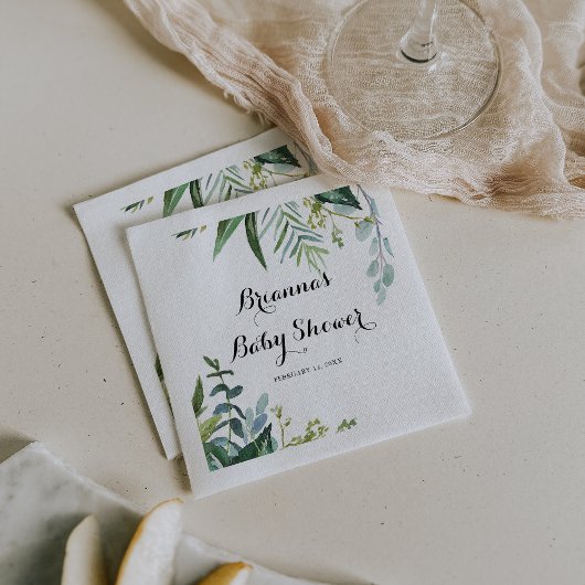 Classy Green Tropical Leaves Baby shower Servet