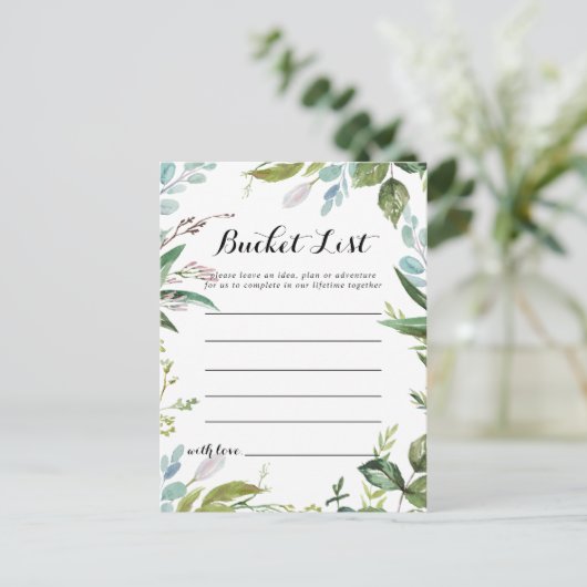 Classy Green Tropical Leaves Bucket List Kaarten (Staand voorkant)