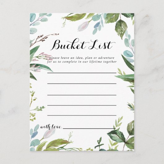 Classy Green Tropical Leaves Bucket List Kaarten (Voorkant)
