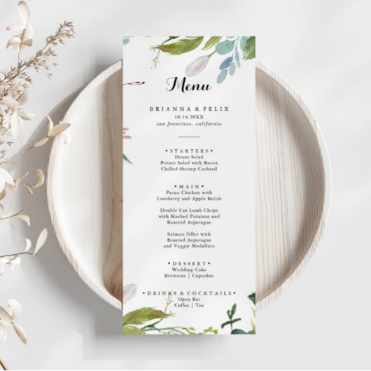 Classy Green Tropical Modern Kalligrafie Diner Menu